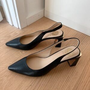 Vince Camuto Black Leather Slingback Heels
